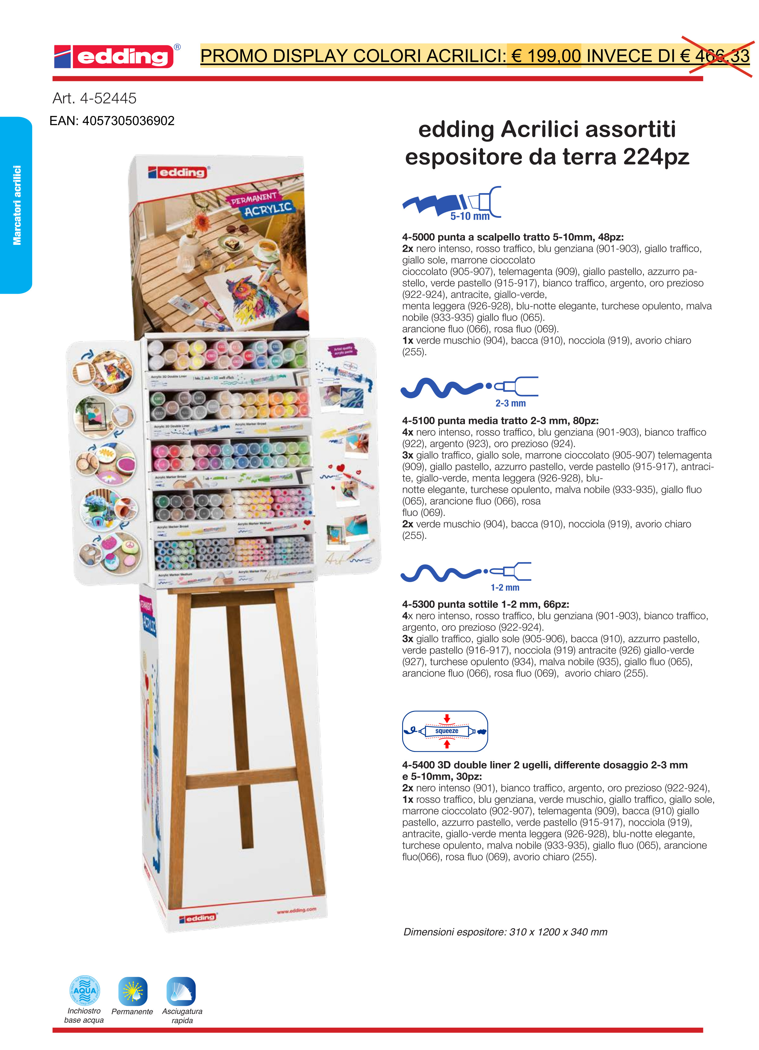 Promozione Edding DISPLAY COLORI ACRILICI